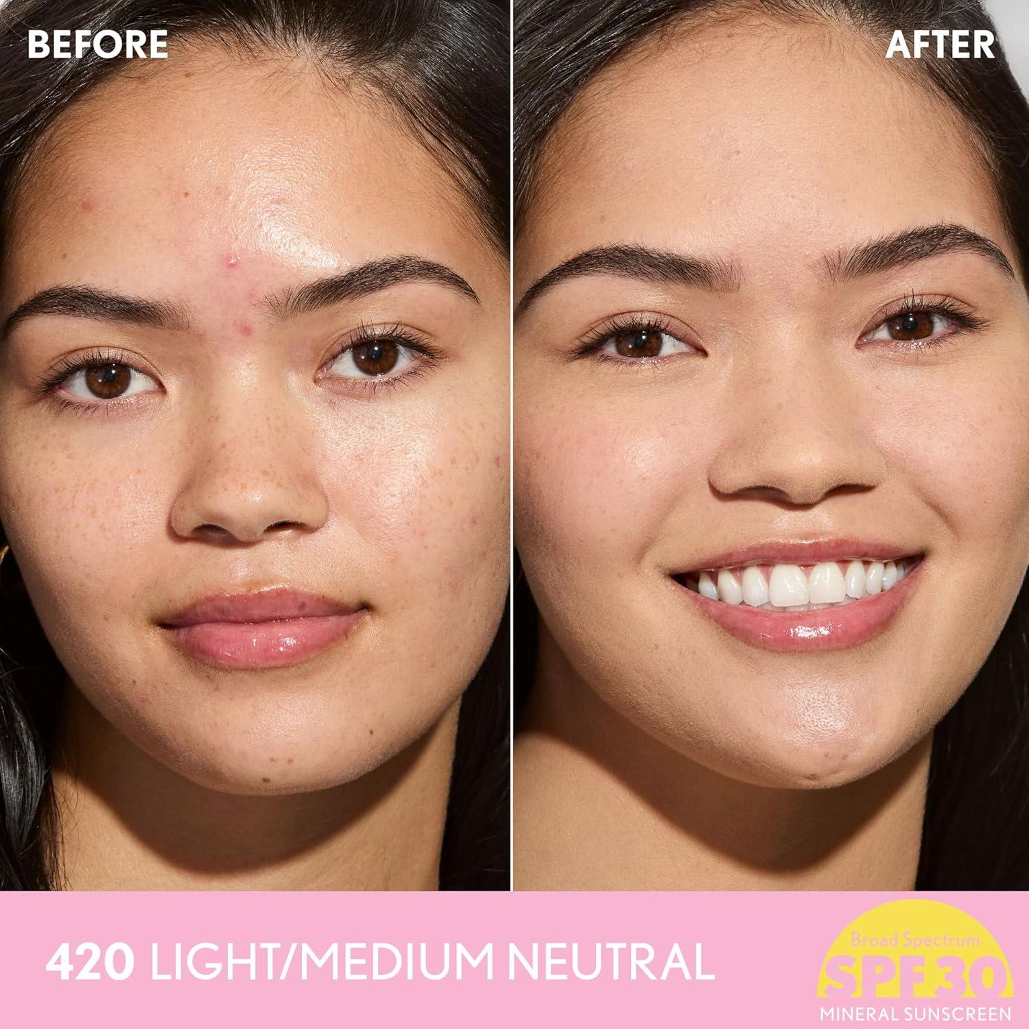 imageCOVERGIRL Clean Fresh Blurring Skin Tint with SPF 30 435 Medium Olive Liquid Foundation Soft Matte Finish Smooths Brightens Blurs Pores Mineral Sunscreen Vegan FormulaSPF 420 LightMedium Neutral