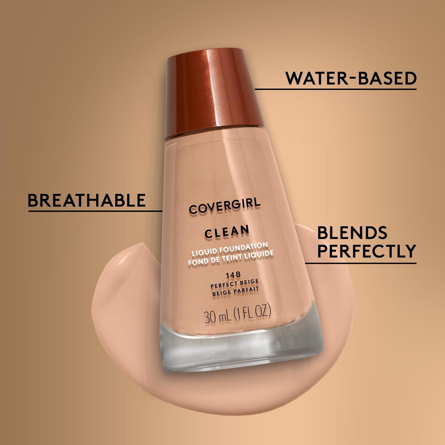 imageCOVERGIRL Clean Normal Skin Foundation Packaging May Vary 125 BUFF BEIGE 1 Fl Oz Pack of 1Perfect Beige 148