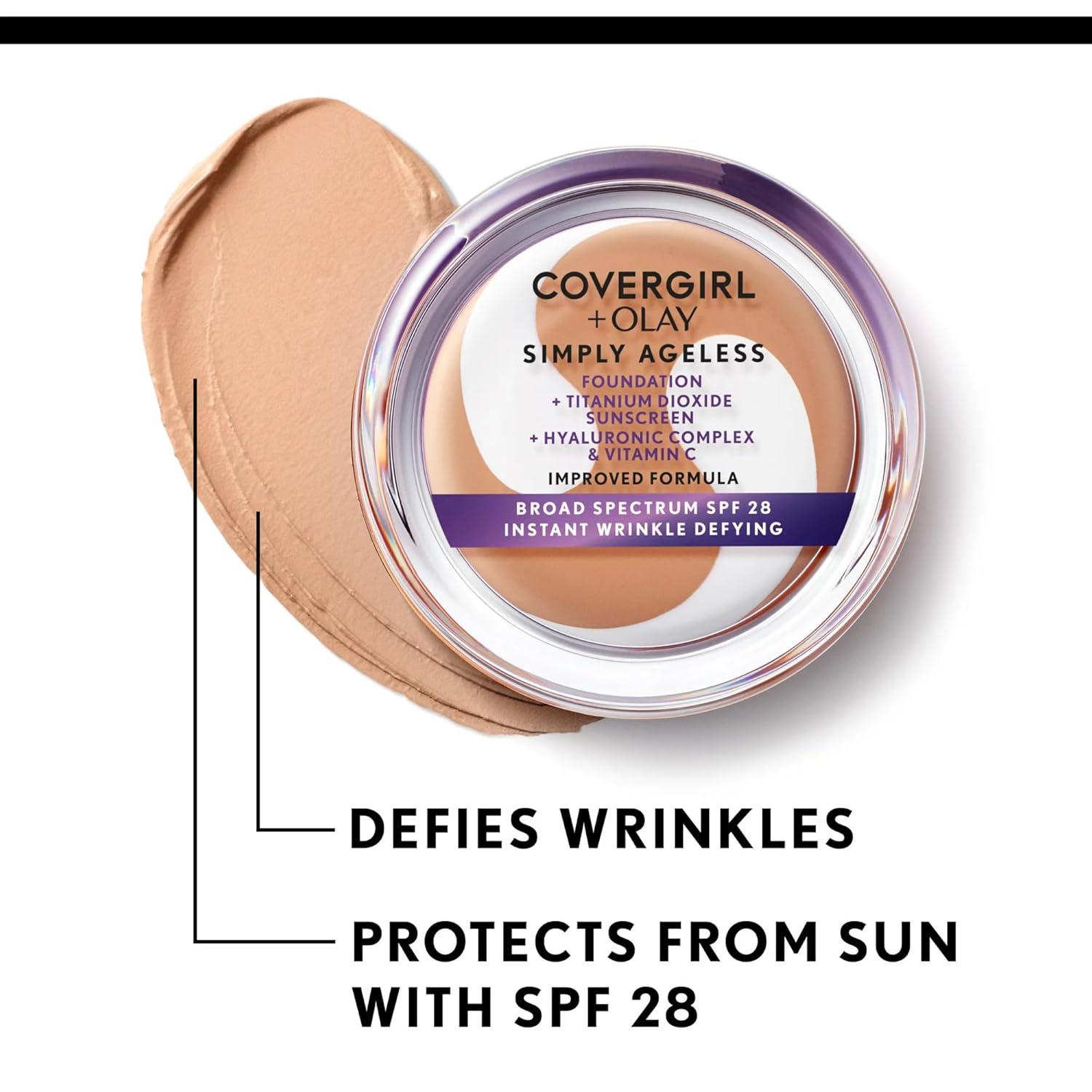 imageCOVERGIRL Simply Ageless Instant Wrinkle Defying Foundation SPF 28 Hyaluronic Complex amp Vitamin C 235 Medium Light Pack of 1210 Classic Ivory