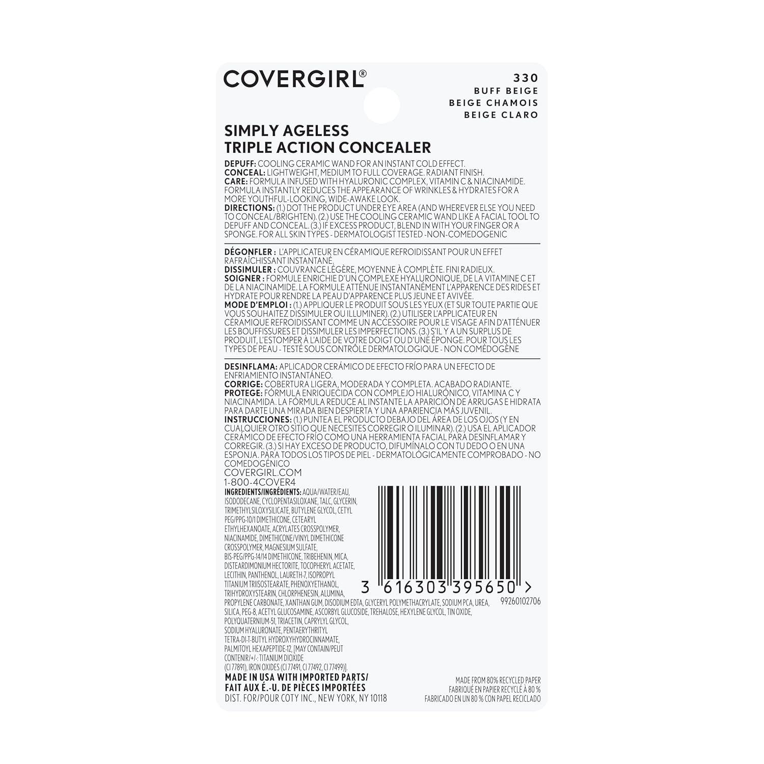 imageCOVERGIRL Simply Ageless Triple Action Concealer Ivory Pack of 1Buff Beige