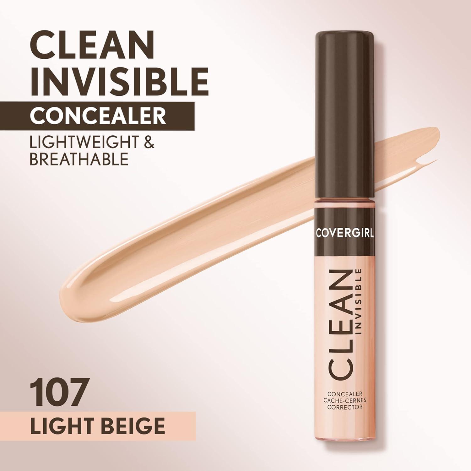 imageCovergirl Clean Invisible Concealer Lightweight Hydrating Vegan Formula Light Beige 107 023oz