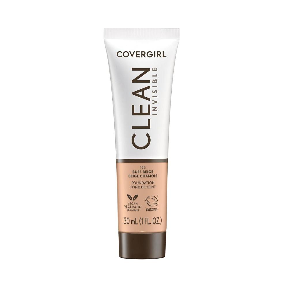 imageCOVERGIRL Clean Invisible Foundation Makeup Dewy amp Glowy Natural Finish Buildable Coverage SkinLike Smooth Look Vegan Java 1ozBuff Beige