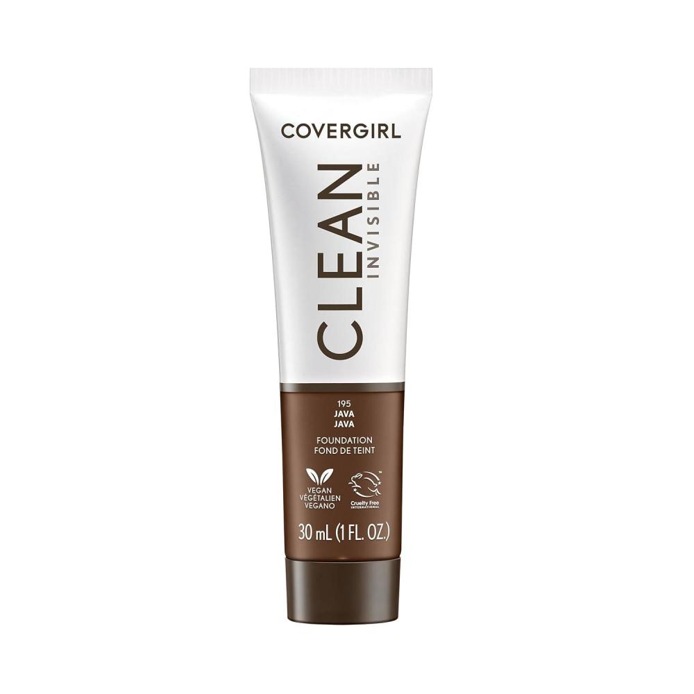 imageCOVERGIRL Clean Invisible Foundation Makeup Dewy amp Glowy Natural Finish Buildable Coverage SkinLike Smooth Look Vegan Java 1ozJava