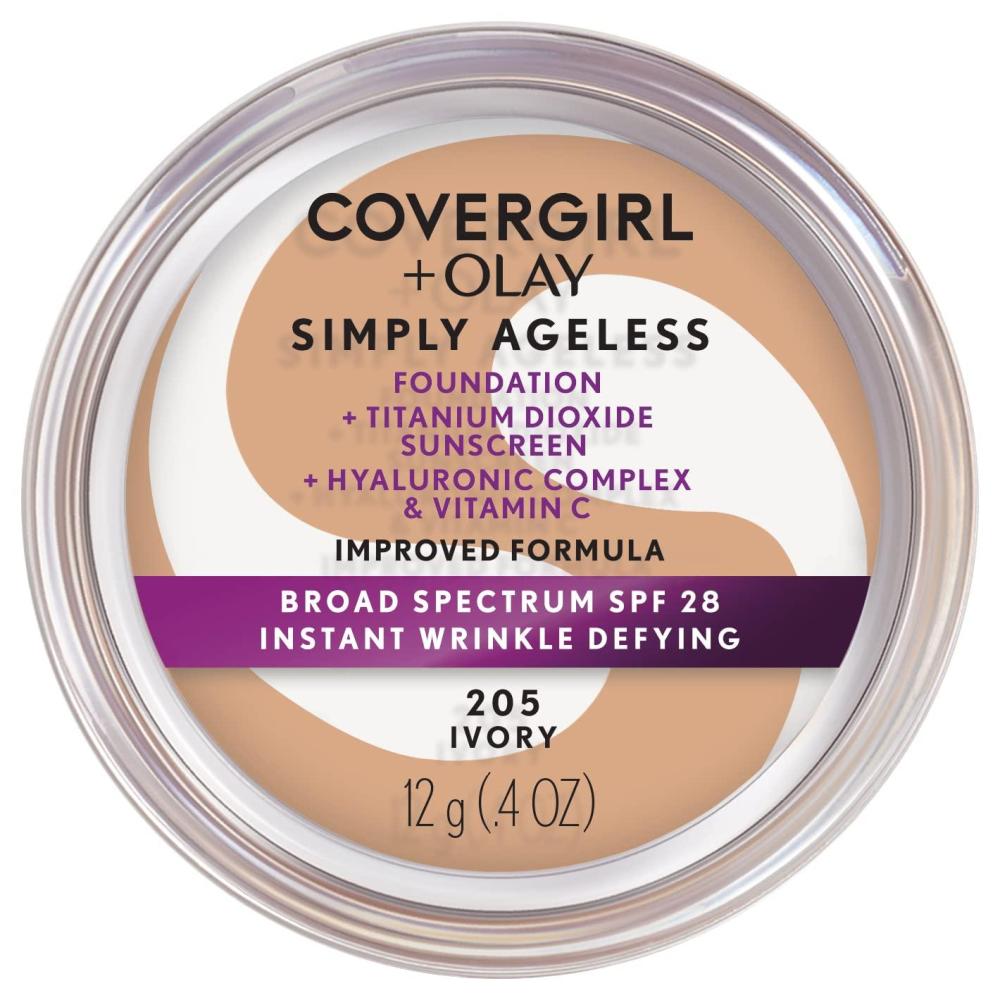 imageCOVERGIRL Simply Ageless Instant Wrinkle Defying Foundation SPF 28 Hyaluronic Complex amp Vitamin C 235 Medium Light Pack of 1205 Ivory