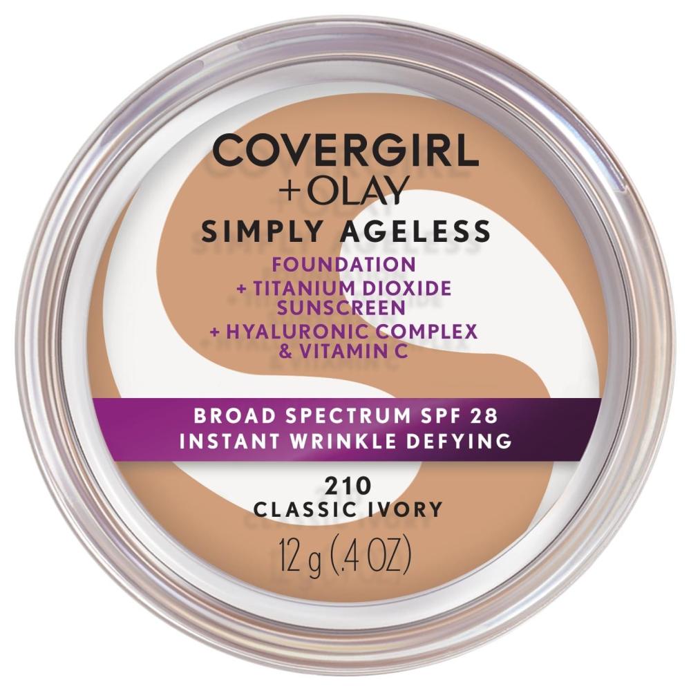 imageCOVERGIRL Simply Ageless Instant Wrinkle Defying Foundation SPF 28 Hyaluronic Complex amp Vitamin C 235 Medium Light Pack of 1210 Classic Ivory