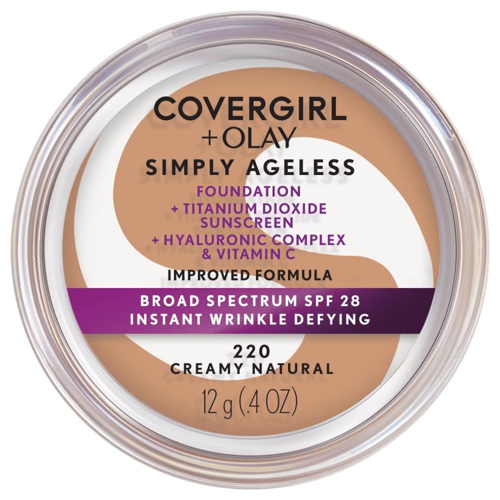 imageCOVERGIRL Simply Ageless Instant Wrinkle Defying Foundation SPF 28 Hyaluronic Complex amp Vitamin C  235 Medium Light Pack of 1220 Creamy Natural