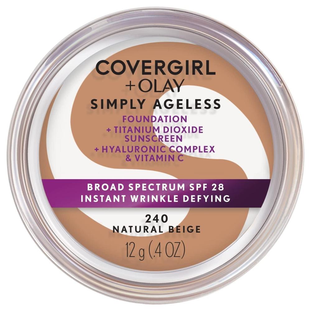 imageCOVERGIRL Simply Ageless Instant Wrinkle Defying Foundation SPF 28 Hyaluronic Complex amp Vitamin C 235 Medium Light Pack of 1240 Natural Beige