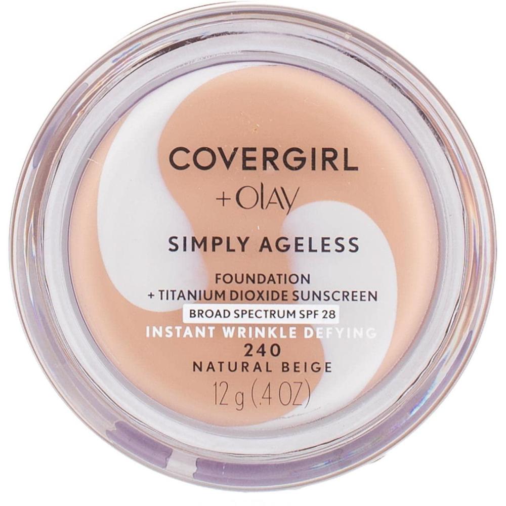 imageCOVERGIRL Simply Ageless Instant Wrinkle Defying Foundation SPF 28 Hyaluronic Complex amp Vitamin C 235 Medium Light Pack of 1Buff Beige 225