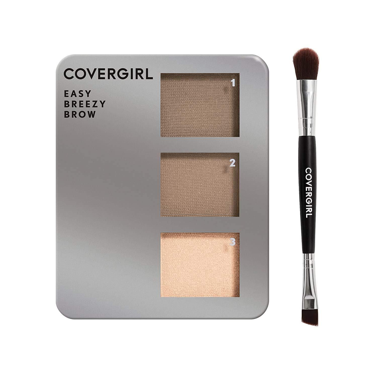 imageCOVERGIRL Easy Breezy Brow Powder Kit three shades brow definer professional doubleended angled brush effortless 100 CrueltyFree