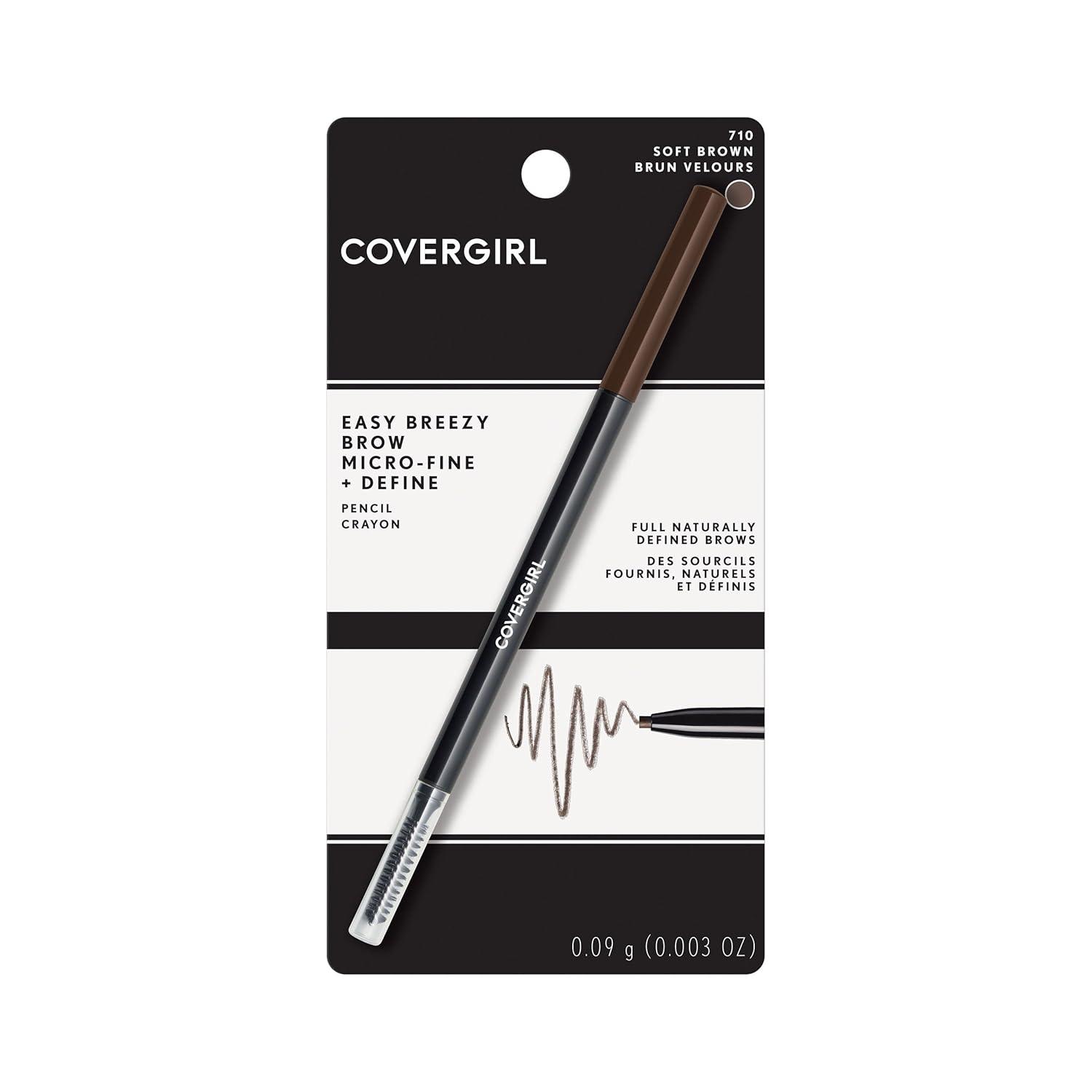 imageCOVERGIRL Easy Breezy Brow MicroFine and Define Pencil Soft Brown 003 Pound Brown Eyebrow Pencil No Sharpening Needed Built in Spoolie Safe for Sensitive Eyes Removes Easily0 Ounce Pack of 2