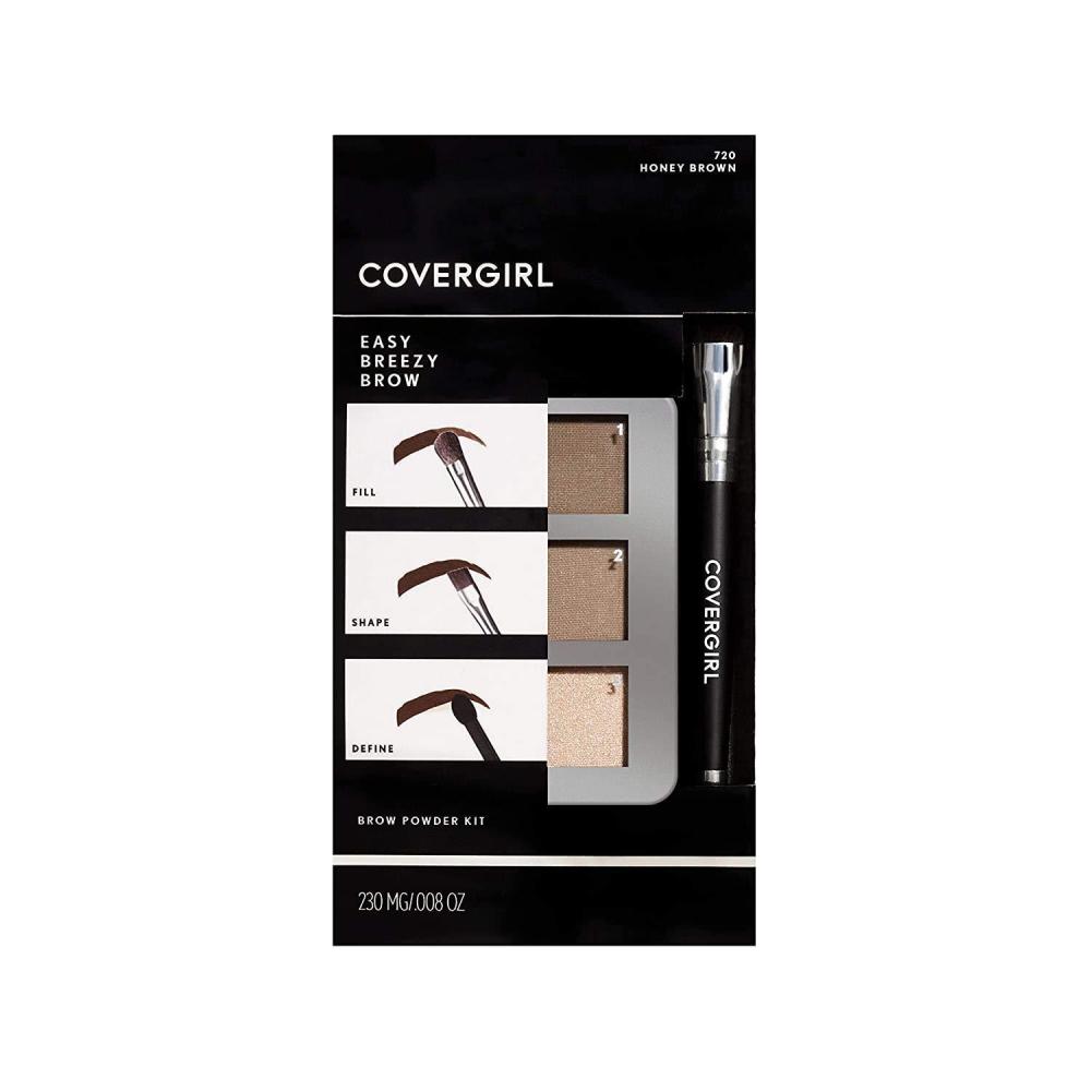 imageCOVERGIRL Easy Breezy Brow Powder Kit three shades brow definer professional doubleended angled brush effortless 100 CrueltyFree