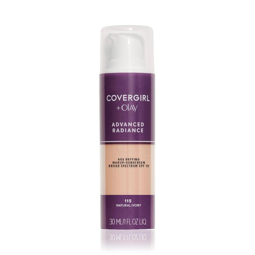 imageCOVERGIRL Advanced Radiance Age Defying Foundation Liquid Foundation 10 Fl Oz AntiAging AgeDefying Formula Buildable Coverage115 Natural Ivory