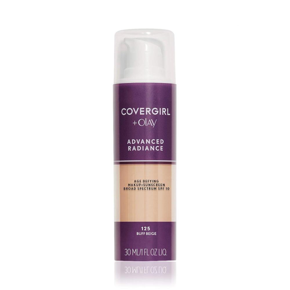 imageCOVERGIRL Advanced Radiance Age Defying Foundation Liquid Foundation 10 Fl Oz AntiAging AgeDefying Formula Buildable Coverage125 Buff Beige