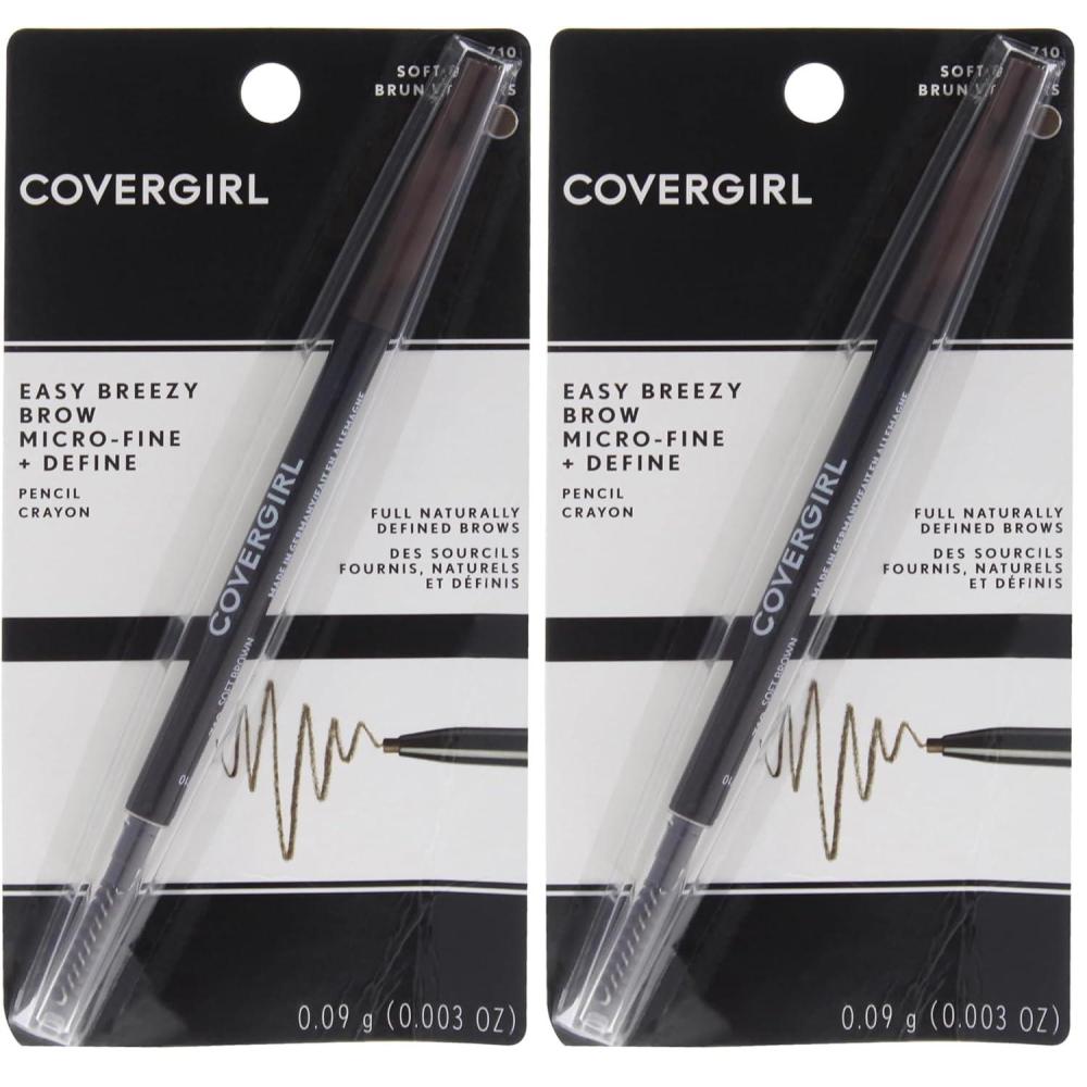 imageCOVERGIRL Easy Breezy Brow MicroFine and Define Pencil Soft Brown 003 Pound Brown Eyebrow Pencil No Sharpening Needed Built in Spoolie Safe for Sensitive Eyes Removes Easily0 Ounce Pack of 2