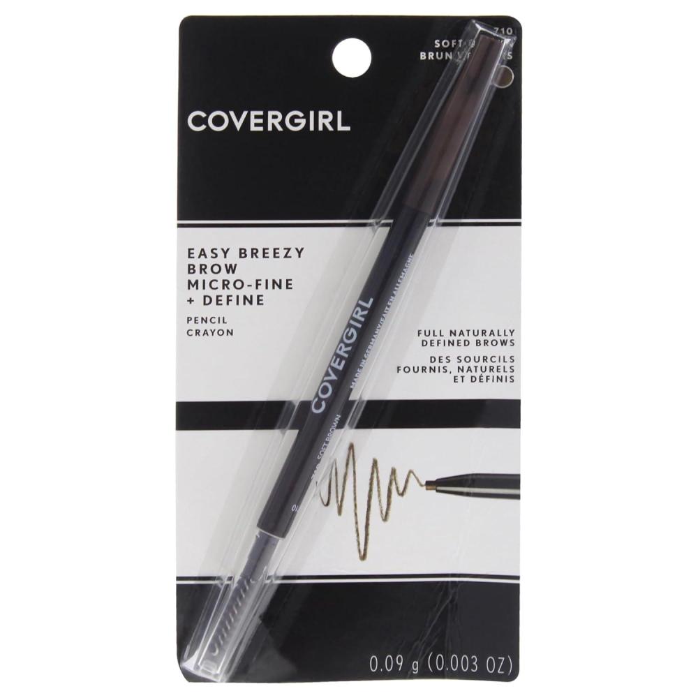 imageCOVERGIRL Easy Breezy Brow MicroFine and Define Pencil Soft Brown 003 Pound Brown Eyebrow Pencil No Sharpening Needed Built in Spoolie Safe for Sensitive Eyes Removes Easily0 Ounce Pack of 1