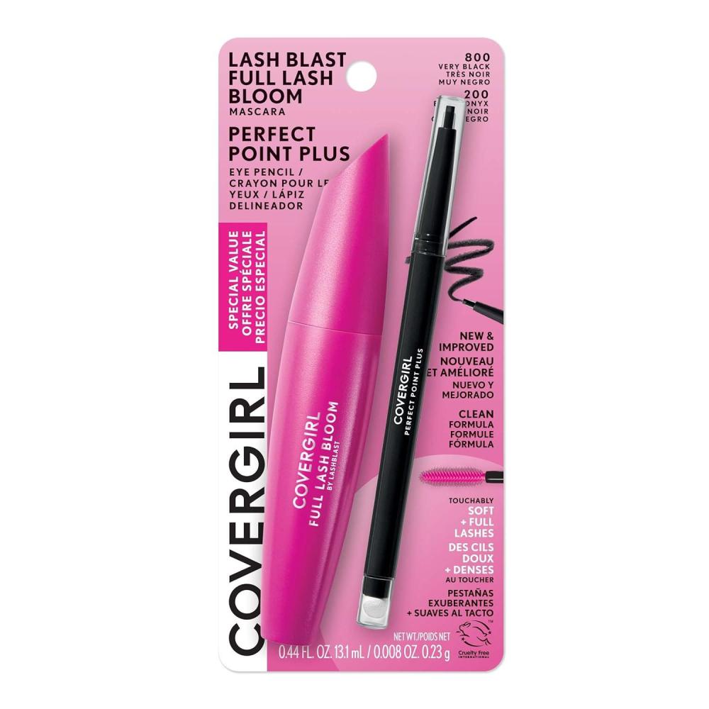 imageCovergirl Lash Blast Full Lash Bloom Mascara Very Black amp Perfect Point Plus Eyeliner Pencil Black Onyx Pack of 1Twin Pack  800 Very Black Black Onyx