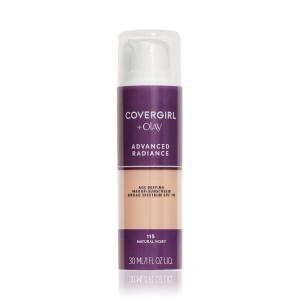COVERGIRL Advanced Radiance Age Defying Foundation, Liquid Foundation, 1.0 Fl Oz, Anti-Aging, Age-Defying Formula, Buildable Coverage(115 Natural Ivory)