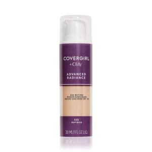 COVERGIRL Advanced Radiance Age Defying Foundation, Liquid Foundation, 1.0 Fl Oz, Anti-Aging, Age-Defying Formula, Buildable Coverage(125 Buff Beige)