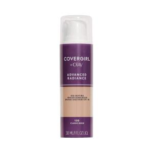 COVERGIRL Advanced Radiance Age Defying Foundation, Liquid Foundation, 1.0 Fl Oz, Anti-Aging, Age-Defying Formula, Buildable Coverage(130 Classic Beige)