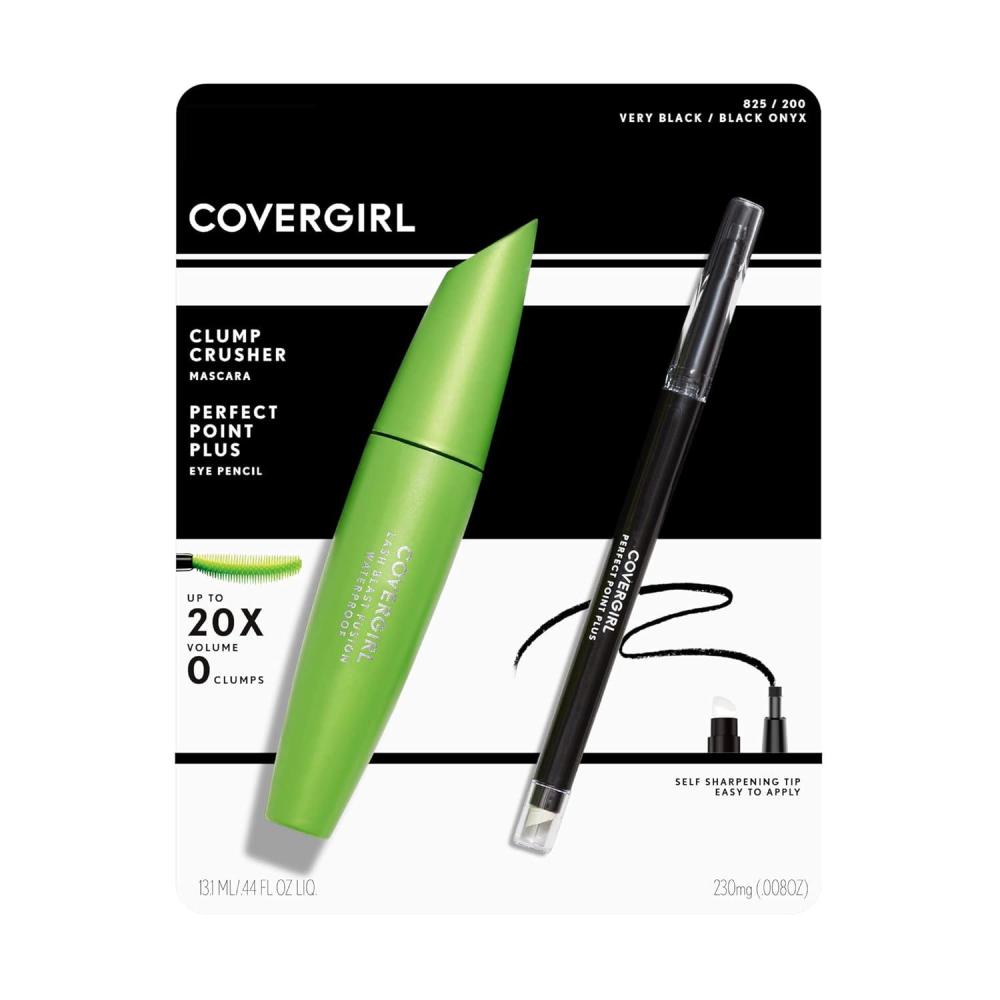 imageCOVERGIRL Clump Crusher Mascara amp Perfect Point Plus Eye Pencil Value Pack of 1 Mascara Volume Mascara Volume and Length Mascara Lengthening Mascara Monster Volume Crush Those Clumps