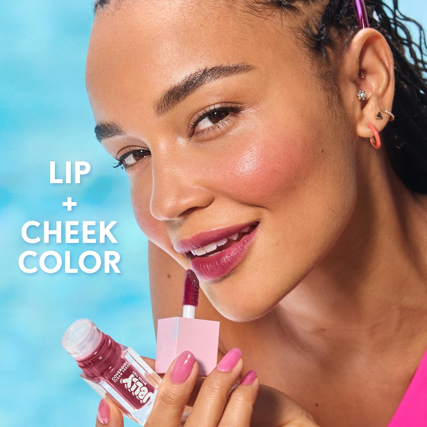 imageCOVERGIRL Clean Fresh Jelly Water Tint Lip amp Cheek Tint TransferProof Hydrating 30 Watermelon Splash Cool Pink