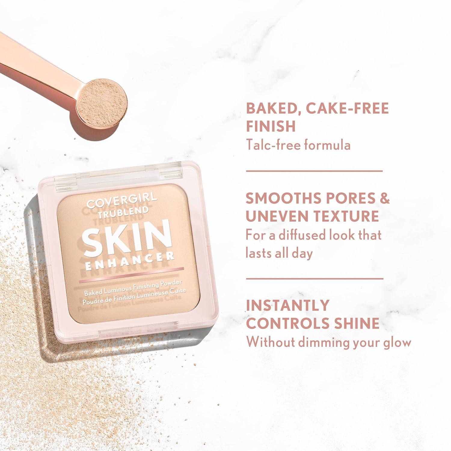 imageCOVERGIRL TruBlend Skin Enhancer Baked Luminous Finishing Face Powder with Hyaluronic Acid and White Rose Extract Sheer amp Buildable 510 Snickerdoodle500 Sugar Cookie