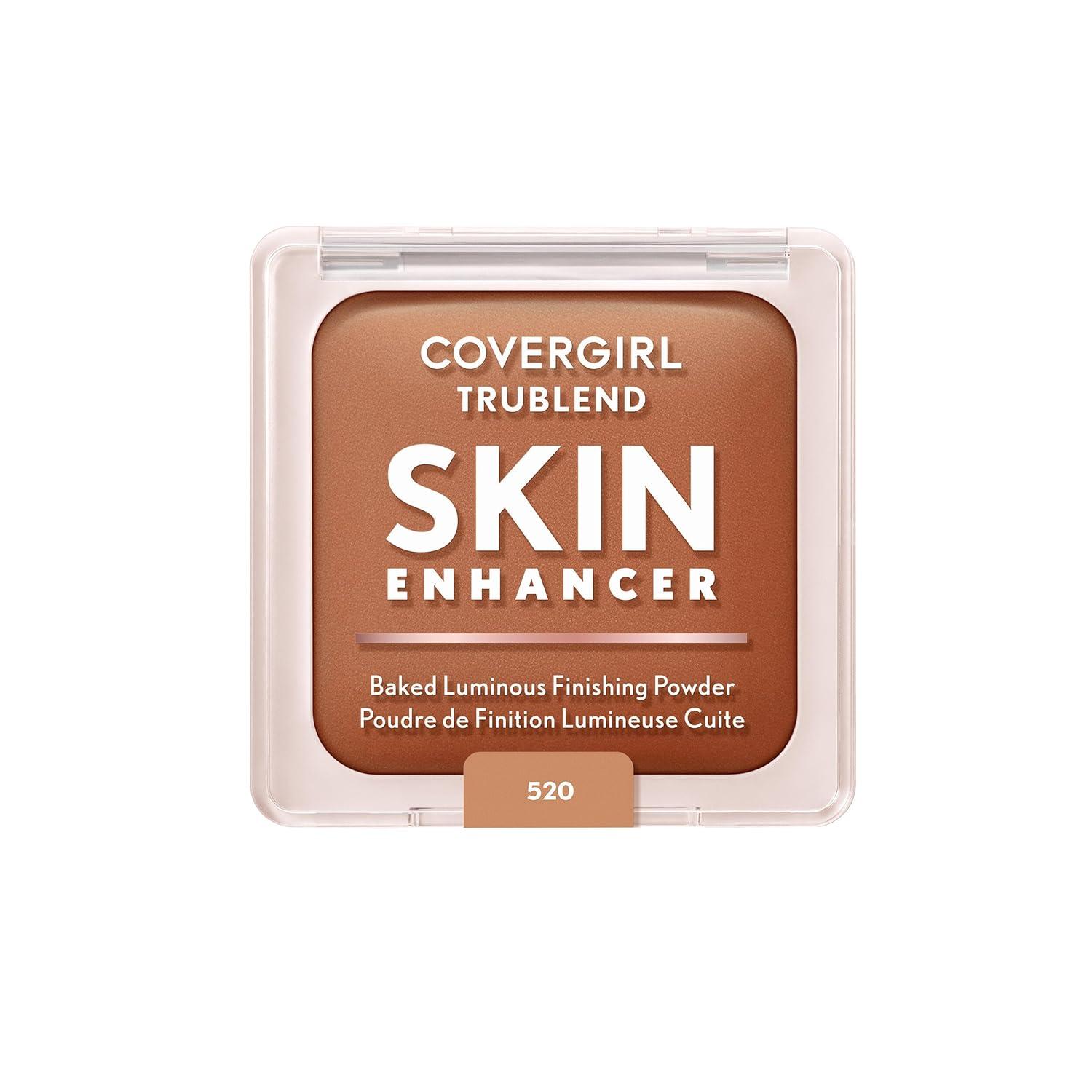 imageCOVERGIRL TruBlend Skin Enhancer Baked Luminous Finishing Face Powder with Hyaluronic Acid and White Rose Extract Sheer amp Buildable 510 Snickerdoodle520 Cinnamon Roll