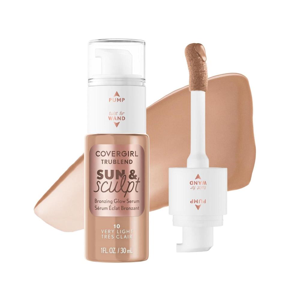 imageCOVERGIRL TruBlend Sun amp Sculpt Bronzing Glow Serum Buildable Radiant Glow Wand and Pump Applicator  30 Light Medium10 Very Light