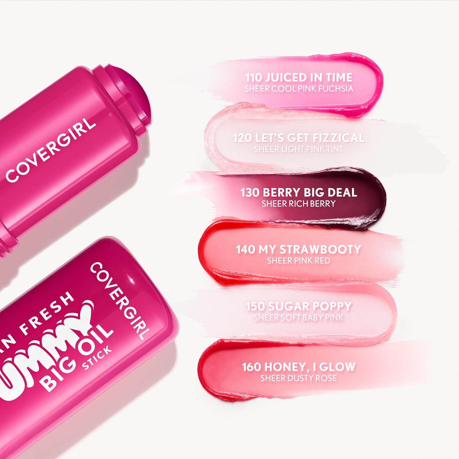 imageCOVERGIRL Clean Fresh Yummy Big Oil Stick Flavored Lip Oil Dewy Finish NonGreasy 160 Honey I Glow Sheer Dusty Rose140 My Strawbooty