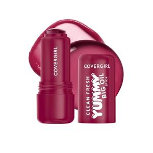 COVERGIRL Clean Fresh Yummy Big Oil Stick, Flavored Lip Oil, Dewy Finish, Non-Greasy – 160 Honey, I Glow (Sheer Dusty Rose)(130 Berry Big Deal)